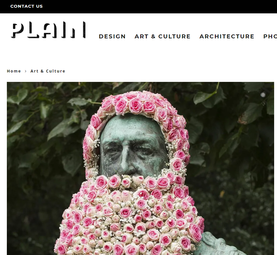 plain magazine com geoffroy mottart decorates brussels outdoor statues awesome flower beards headpieces