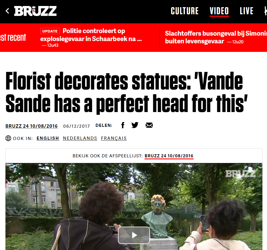 Buste fleuri sculpture in-situ en espace public éphémère