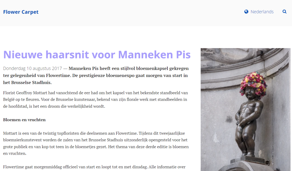 flowercarpet.prezly.com nieuwe haarsnit voor manneken-pis