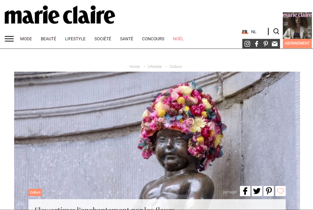 marieclaire.be/fr flowertime bruxelles fleurs